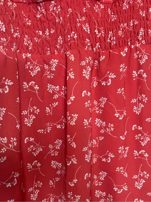 Abercrombie & Fitch Red Ditsy Smocked Floral Print Puff Sleeve Mini Dress thumbnail 7
