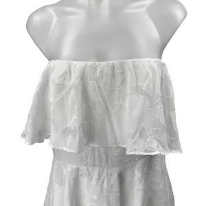 NEW Lulus White Strapless Tube Bandeau Flounce Tiered Ruffle A Line Mini Dress L thumbnail 3