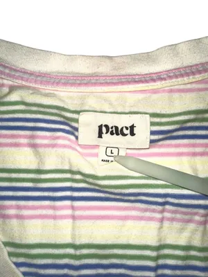 Pact Organic Cotton Sleeveless V-Neck Cream Stripe Mini Dress LARGE thumbnail 4