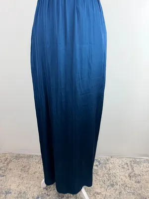 H&M dark teal satin maxi dress minimalist slip with slit and open back vibe 2 thumbnail 9