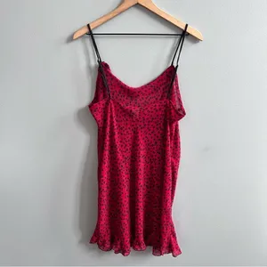 Natori Robe & Nightgown Set Red and Black Leopard Spots Ruffle Size Medium Large thumbnail 9