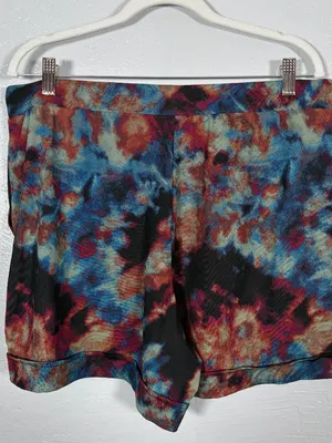 Lularoe Women XL Black Blue Orange Tie Dye Jessica Shorts Pockets Drawstring thumbnail 5