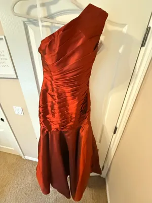 Isabella Fiore One Shoulder Rust Mermaid Gown thumbnail 3