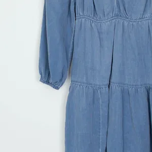 Old Navy Womens Chambray Tiered‎ Babydoll Dress Size XS Long Sleeve Cowgirl Boho thumbnail 4