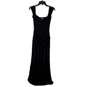 Oh Polly Elva Modal Sweetheart Neck Cowl Waist Maxi Dress in Black Size XL New thumbnail 7