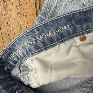 American Eagle Denim Shorts Women's 0 Blue Highest Rise Mom Plaid Print‎ thumbnail 6