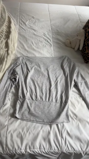 cotton on off the shoulder grey long sleeve thumbnail 3