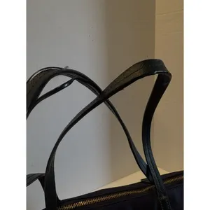 Kate Spade New York Nylon Tote Bag Navy Black Leather Straps Large thumbnail 6