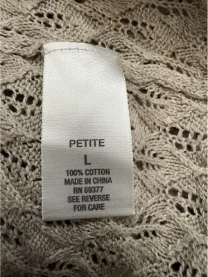 Dressbarn Petite L Beige Crochet Open Front Cardigan thumbnail 8