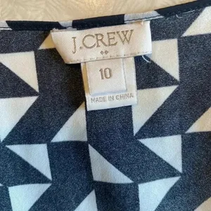 J. Crew Factory White & Black Geometric Cap-Sleeve Tank‎ Blouse Size 10 thumbnail 3