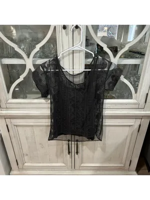 American Eagle Dark Gray Y2K Sheer Embroidered Mesh Top + Cami XS Dark Romantic thumbnail 2