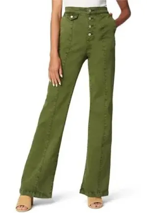 Blank NYC Delancey Button Fly High Waist Wide Leg Green Pants Jeans Size 24 thumbnail 1
