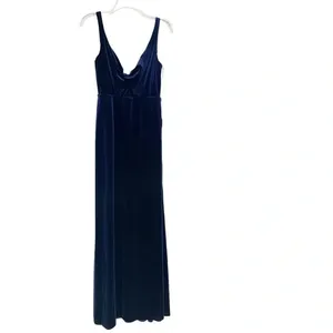Dessy Lovely Velvet Twist Front Cutout Maxi Dress Midnight Blue Size 2 NWT thumbnail 3