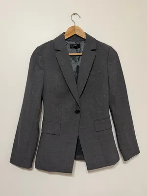 J. CREW Slim Single-Button Blazer Size 0 Women’s Gray Office Work Business thumbnail 2