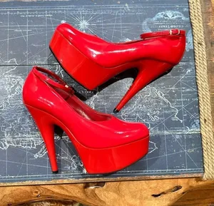 Red Patent Platform Heels | Jante | Size 8 Red thumbnail 1
