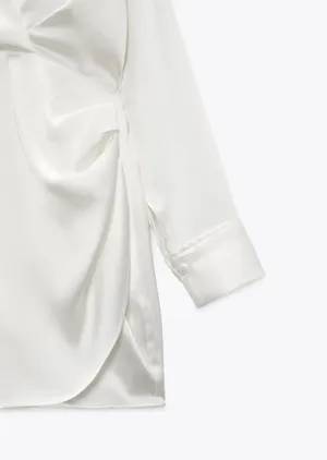 Zara Satin Effect Mini Party Coctail Date Shower Wedding Night Out Long Sleeve dress thumbnail 14
