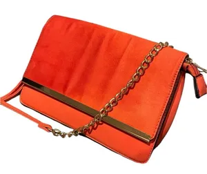 Call it spring Red and Gold Chain Suede CrossBody Clutch Purse thumbnail 1
