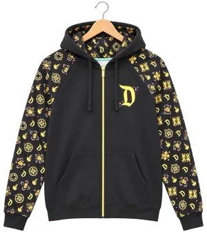 Disney Disneyland Sleeping Beauty Castle Zip Up Hoodie large L Black Gold Foil Jacket thumbnail 1