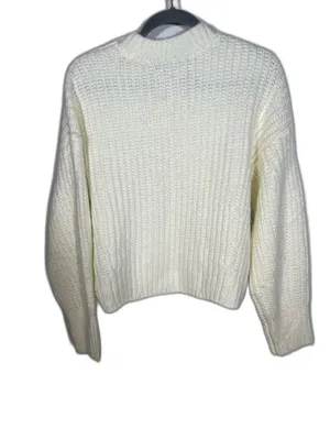Abercrombie & Fitch Womens Ivory Off White Sweater Crewneck Xs thumbnail 4