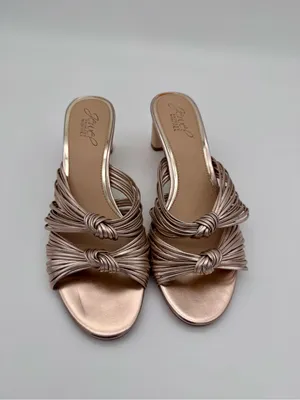 Jewel Badgley Mischka Cheryl Metallic Leather Block Heel Sandals Rose Gold 8 thumbnail 4