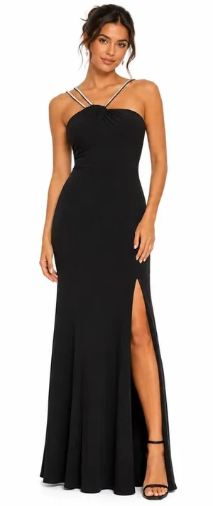 XSCAPE - Asymmetric‎ Rhinestone Strap Gown thumbnail 1