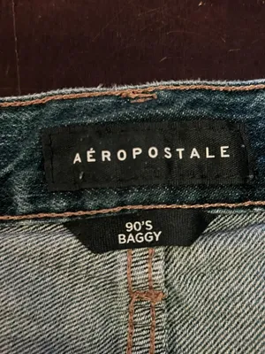 Aeropostale 90s Baggy Straight Jeans Womens 8 Medium Wash Blue Distressed Denim thumbnail 7