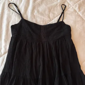 Zara Women's Straight Neck Textured Mini Dress in Black thumbnail 3