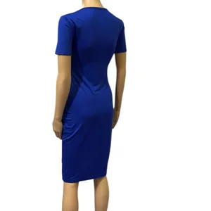 Source Unknown Royal Blue Short Sleeve Midi Bodycon Shirt Dress Womens Small thumbnail 5