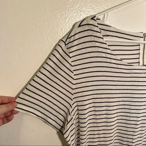Merona Women's Size XXL T-Shirt Dress‎ Short Sleeve White Black Stripes Crewneck thumbnail 5