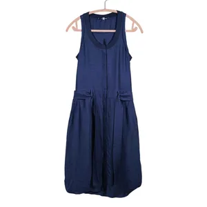Reiss Keeley Sleeveless Belted Midi Dress Hemp Size 4 Blue Classic Quiet Luxury thumbnail 2