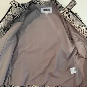 BB Dakota Moto Jacket Women XS Grey Snakeskin Faux Leather Biker Streetwear Edgy thumbnail 5