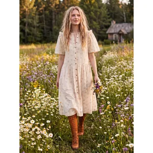 Free People Dainty Ethereal Cottage Bella Mae Midi Dress Vanilla Floral Small thumbnail 6