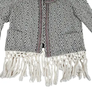 Miss Me Geometric Diamond Fringe Cropped Jacket Cardigan Sweater Women‎ Size M thumbnail 5