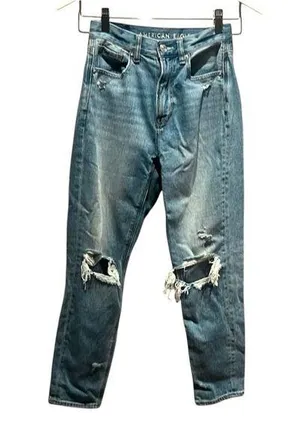 American Eagle Woman’s Mom Jeans Size 00 Short Distressed thumbnail 1