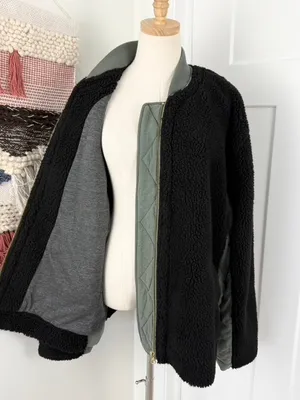 Free People Rivington Jacket Black Olive Sz L NWT thumbnail 10