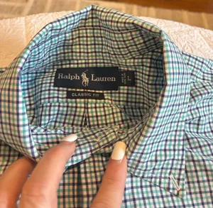 Ralph Lauren Short Sleeve Green and white Checkered button-up shirt Size L thumbnail 6