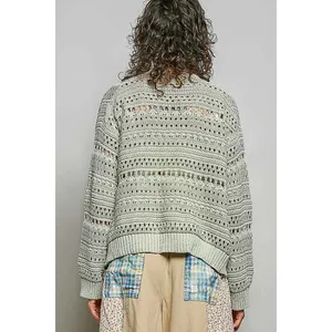 POL Open-Knit Floral‎ Button Cardigan - Large thumbnail 4