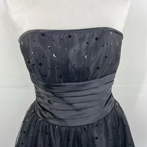 Jessica McClintock For Gunne Sax Black Strapless Netted Embellished Dress 3 thumbnail 3