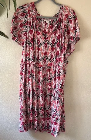 Stylish Red & White Printed Women's Dress by Beach, Lunch, Lounge. Size xl thumbnail 1