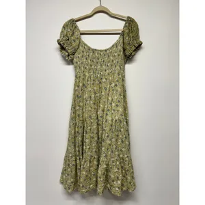 OPT Lanna Green Floral Smocked Puff Sleeve Midi Dress Cottagecore Prairie Trad M thumbnail 6
