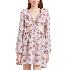 En Saison Annabel Purple Floral Open Back Mini Dress Size L NWT thumbnail 2