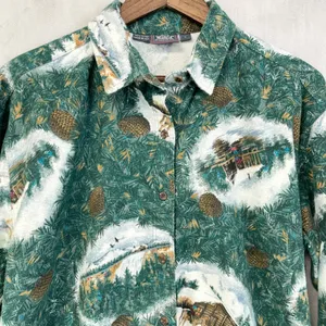 Vintage‎ Woolrich Flannel Shirt Womens Large Pinecone Winter Cabin Scenic Woodsy thumbnail 3