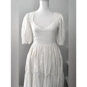 Mille white Eyelet Cotton Maxi Dress summer Women's Size S thumbnail 9