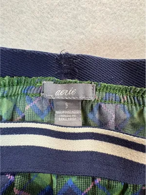 Aerie Women’s Small Green Navy Plaid Boxer Shorts Elastic Waist Lounge thumbnail 2