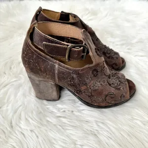 Farylrobin Lorna Embroidered Leather Open Toe Bootie Sz 7.5 thumbnail 6