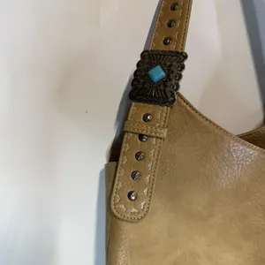 Wrangler Brown Fringe Studded Shoulder Bag Zip Closure Inner Pockets Western thumbnail 6