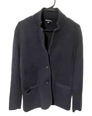 J Crew‎ Medium Navy Blue Sweater Blazer Jacket G9309 Two-Button Knit Jacket thumbnail 1
