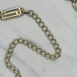 Greek Key Gold Tone Chain Belt One Size (OS) Adjustable Hook Closure ✨ thumbnail 9