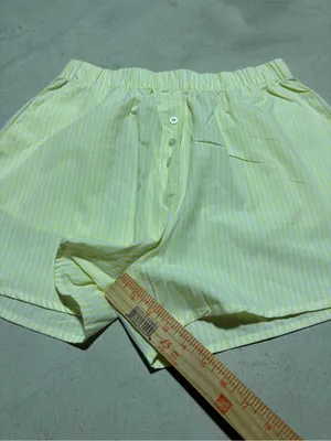 Daily drills Light Yellow Striped Women's cotton boxer Shorts M/L thumbnail 6