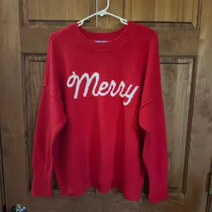 Red 'Merry' Christmas Sweater! Women’s size medium! thumbnail 2